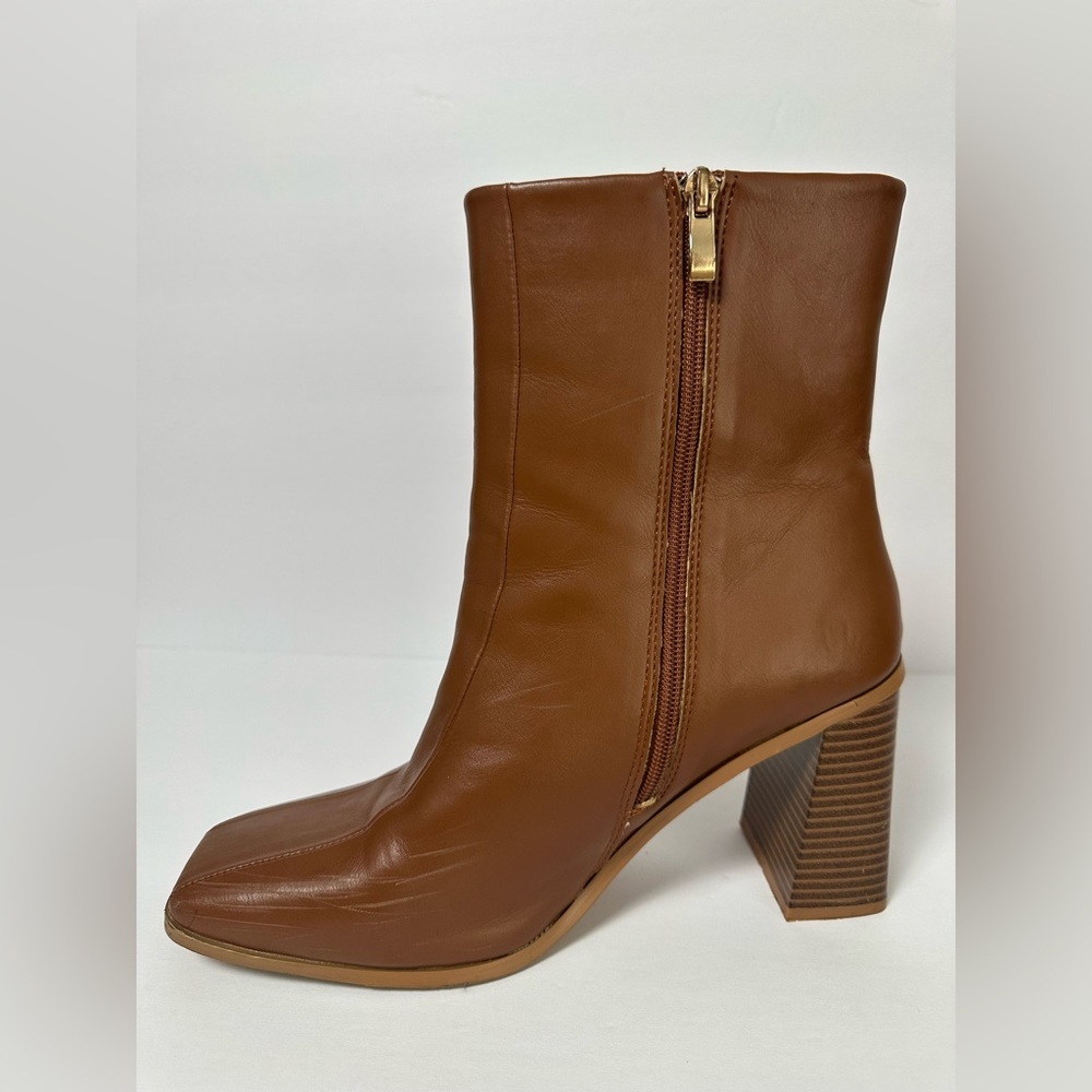 Boss Lady Chunky Heeled Boots Brown Size 10 - Picture 8 of 14